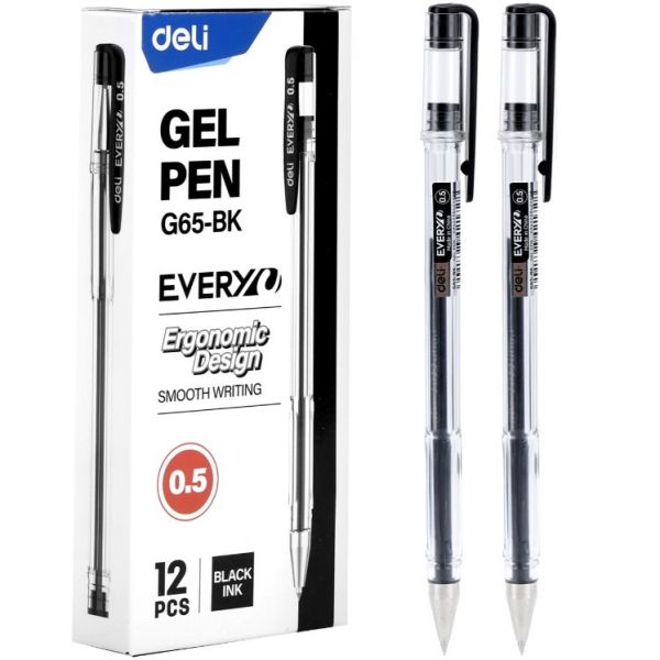 Ручка гелевая Deli EveryU EG65-BK черный , прозрачный